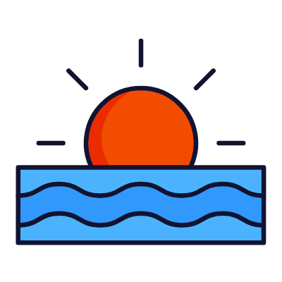 Sea sunset, Animated Icon, Lineal