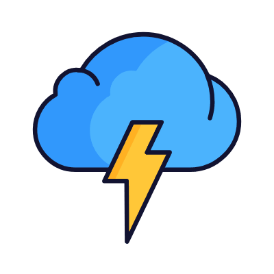 Cloud Bolt, Animated Icon, Lineal
