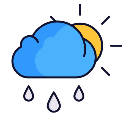 Cloud Sun & Rain, Animated Icon, Lineal