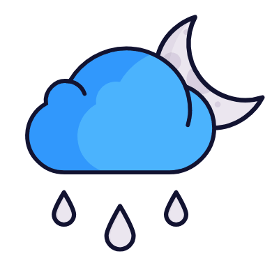 Cloud Rain Moon, Animated Icon, Lineal