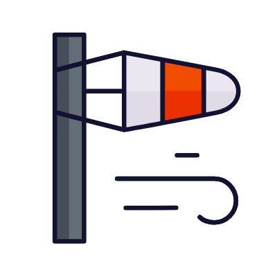 Wind Sock, Animated Icon, Lineal
