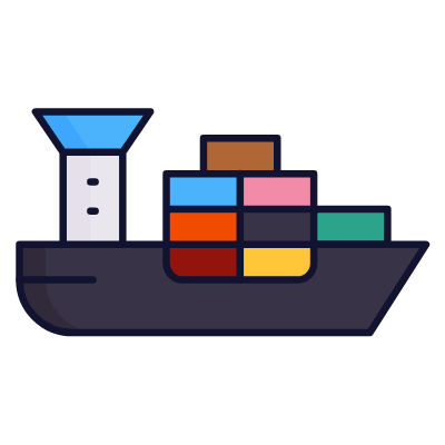 Cargo Ship, Animated Icon, Lineal