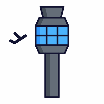 Airport Tower, Animated Icon, Lineal