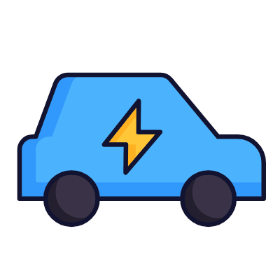 Electric Car, Animated Icon, Lineal