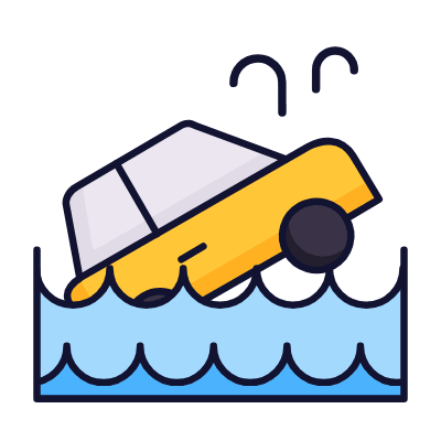 Car Flood, Animated Icon, Lineal