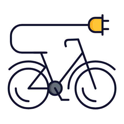 Electric Bicycle, Animated Icon, Lineal