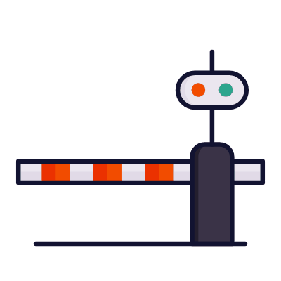 Railroad Crossing Gate, Animated Icon, Lineal