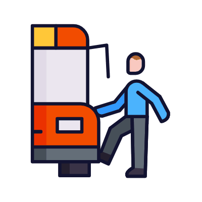 Get On Bus, Animated Icon, Lineal