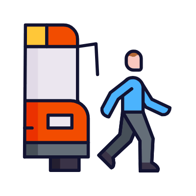 Get Off Bus, Animated Icon, Lineal