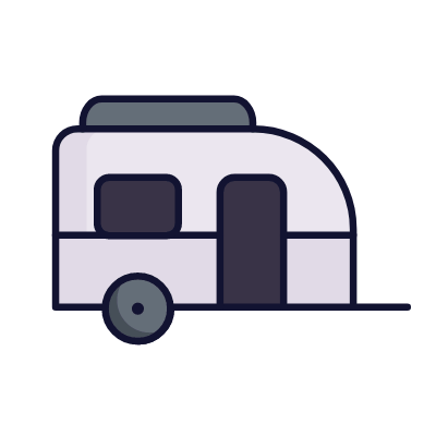 Camping Trailer, Animated Icon, Lineal