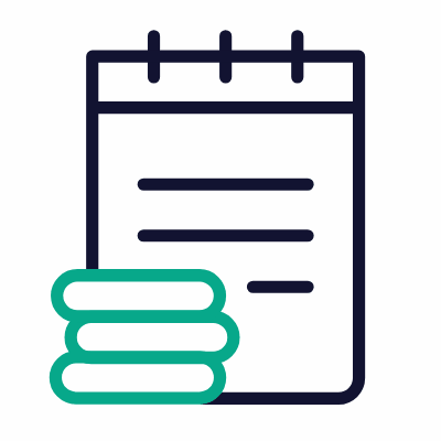Notebook Coins, Animated Icon, Outline