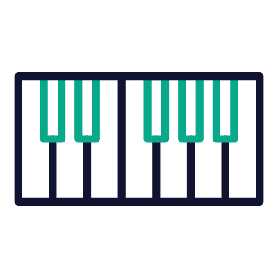 Piano Keyboard, Animated Icon, Outline
