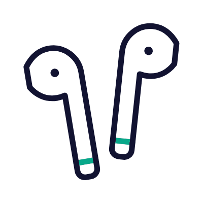 Earbuds, Animated Icon, Outline