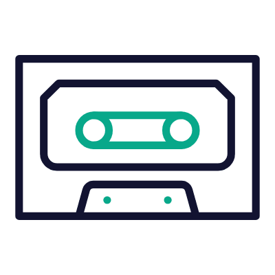 Cassette Tape, Animated Icon, Outline