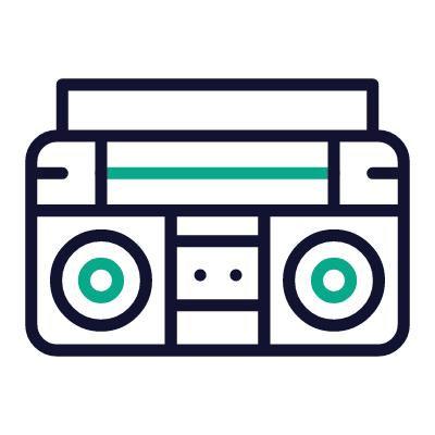Boombox Alt, Animated Icon, Outline