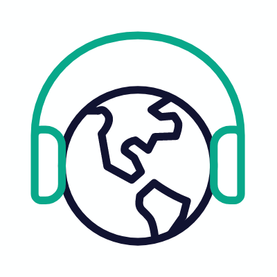 Globe Headphones, Animated Icon, Outline