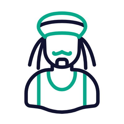 Man Rastafari, Animated Icon, Outline