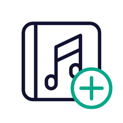 Album Music Plus, Animated Icon, Outline