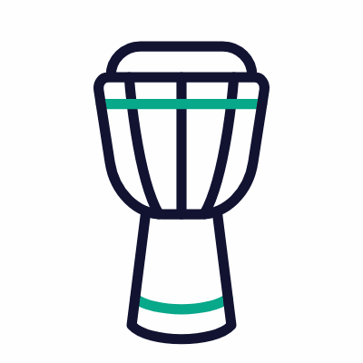 Djembe, Animated Icon, Outline