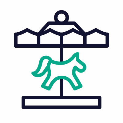 Carousel Horse, Animated Icon, Outline
