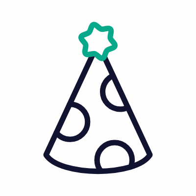 Birthday Hat, Animated Icon, Outline