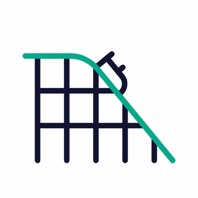 Roller Coaster, Animated Icon, Outline