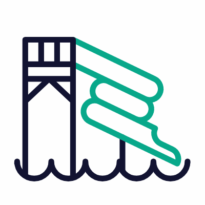 Water Slide, Animated Icon, Outline