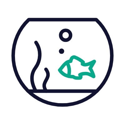 Aquarium Bowl, Animated Icon, Outline