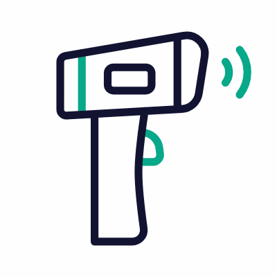 Thermometer Gun, Animated Icon, Outline
