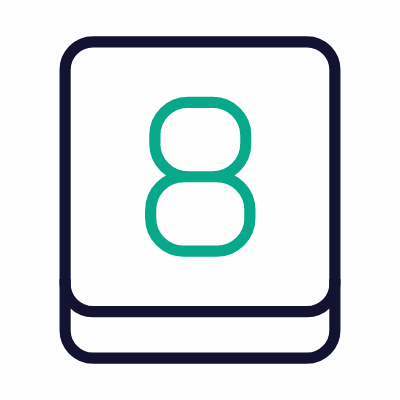 Eight Key, Animated Icon, Outline
