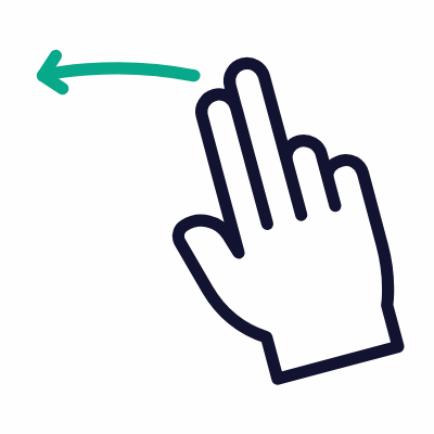 Two Fingers Swipe Left, Animated Icon, Outline