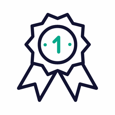 Badge Ribbon One, Animated Icon, Outline