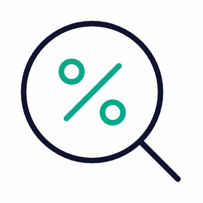 Magnifier Percent, Animated Icon, Outline