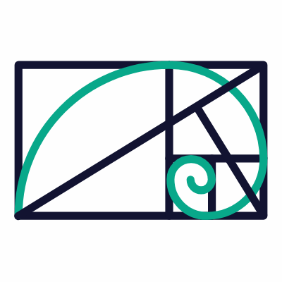 Fibonacci Arcs, Animated Icon, Outline