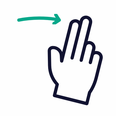 Two Fingers Swipe Right, Animated Icon, Outline