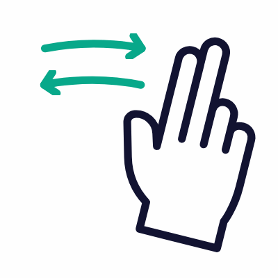 Two Fingers Swipe Right Left, Animated Icon, Outline