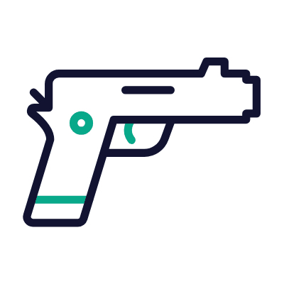 Handgun, Animated Icon, Outline