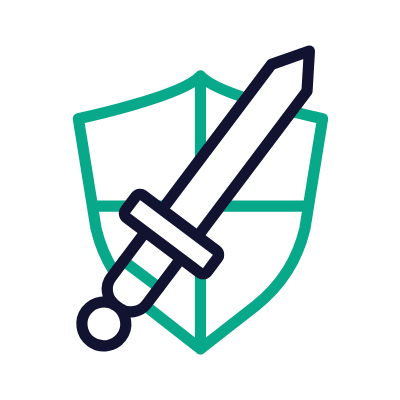 Shield Sword, Animated Icon, Outline