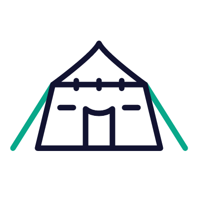 Military Tent, Animated Icon, Outline