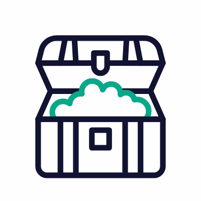 Treasure Chest Open, Animated Icon, Outline