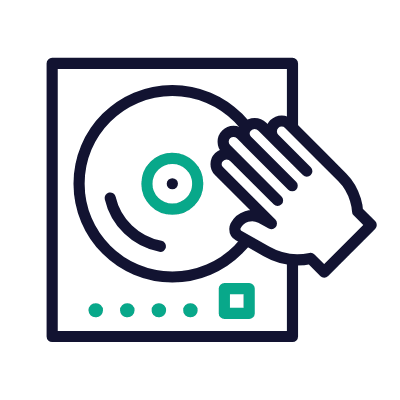 Turntable DJ, Animated Icon, Outline