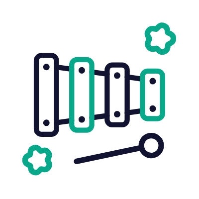Cymbals Toy, Animated Icon, Outline