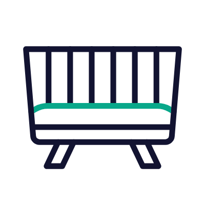 Baby Bed Crib, Animated Icon, Outline