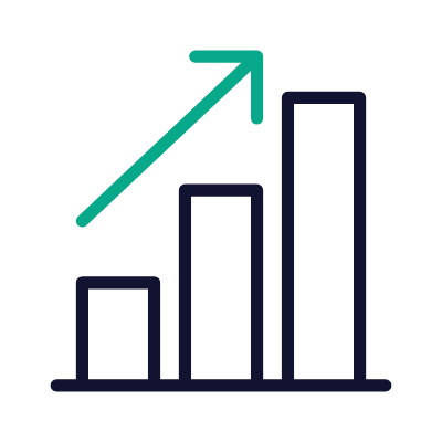 Bar Chart Arrow Up, Animated Icon, Outline