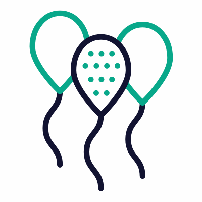 Party Balloons, Animated Icon, Outline