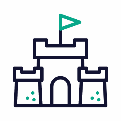 Sand Castle, Animated Icon, Outline