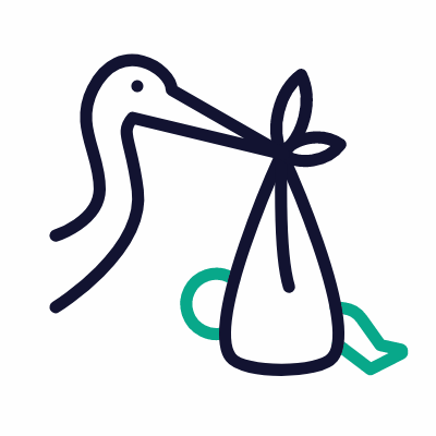 Stork, Animated Icon, Outline