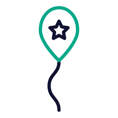 Party Balloon, Animated Icon, Outline