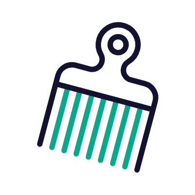 Afro Pick, Animated Icon, Outline