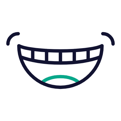 Smiling Mouth, Animated Icon, Outline